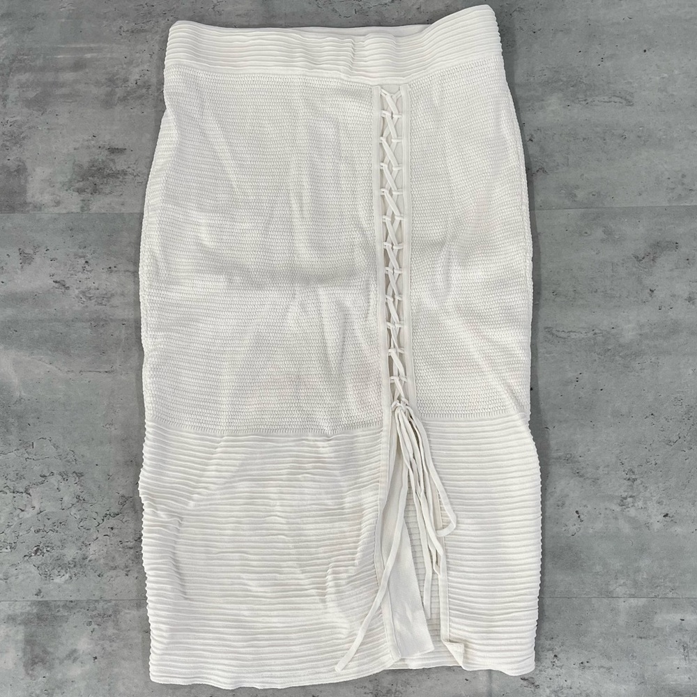 RACHEL Rachel Roy White Knit Lace Up Skirt
